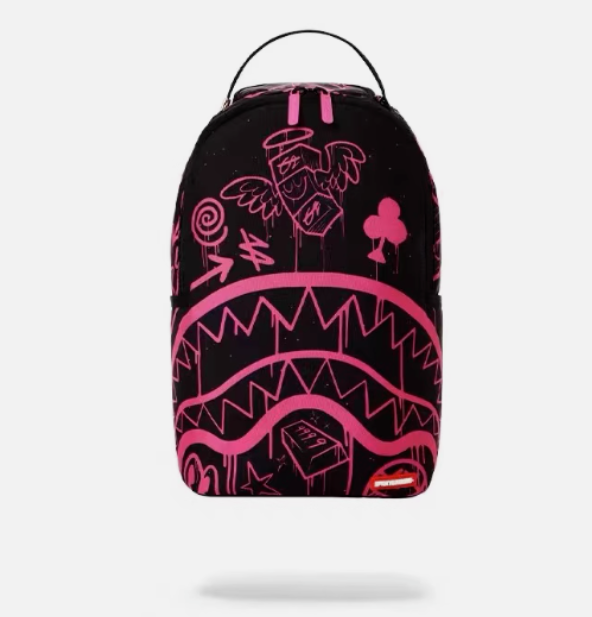 Sprayground Mini Backpack MARKER DRIP Bag Books Back To School Bag Black Pink