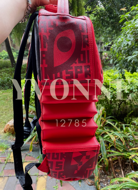 SPRAYGROUND Infinity Red Split DLX Shark Bite Backpack Sharks In Wonderland Red