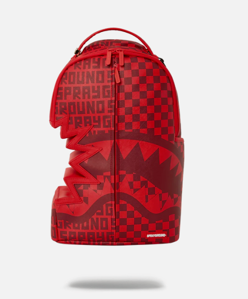 SPRAYGROUND Infinity Red Split DLX Shark Bite Backpack Sharks In Wonderland Red
