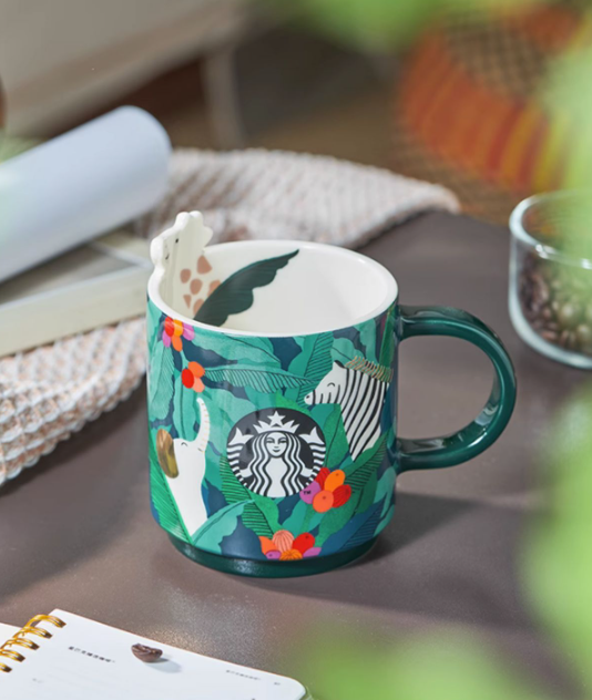 China 2023 Starbucks Summer Green Forest Animal 10oz Ceramic Mug Cup