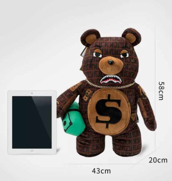 Sprayground Backpack Offended Money Bear Teddy Bear Moneybear Brown Bag