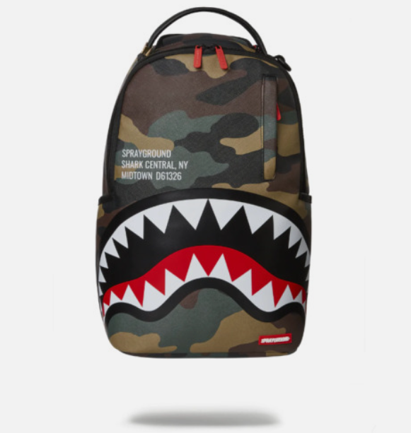 Sprayground Backpack SHARK CENTRAL OUTPOST Camo Laptotp Books School Bag (DLXV)