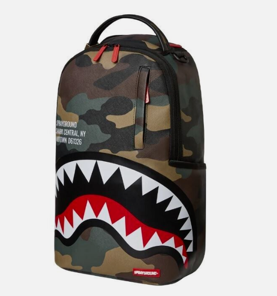 Sprayground Backpack SHARK CENTRAL OUTPOST Camo Laptotp Books School Bag (DLXV)