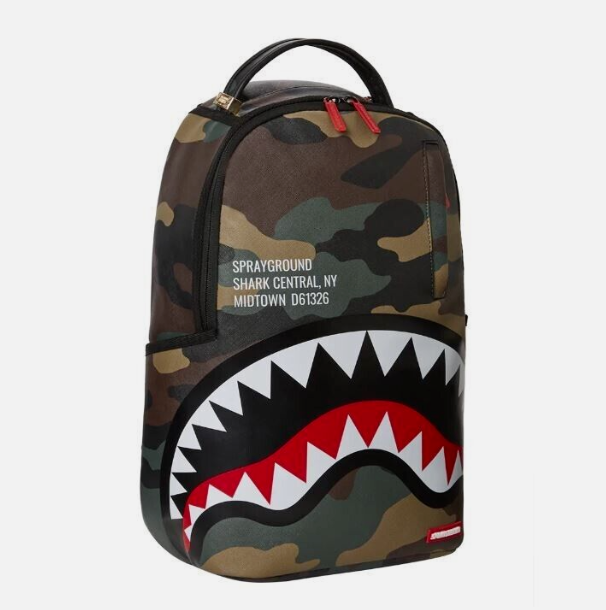 Sprayground Backpack SHARK CENTRAL OUTPOST Camo Laptotp Books School Bag (DLXV)