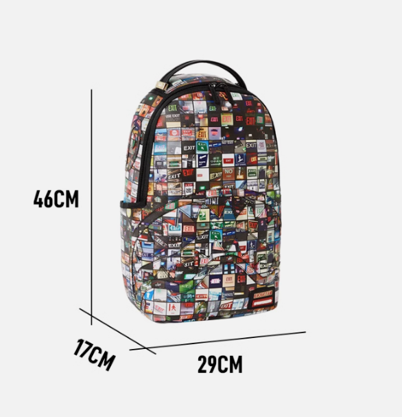 Sprayground Backpack Exit Sign Laptop Books School Bag Colorful Street Fashion