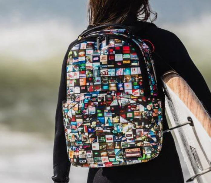 Sprayground Backpack Exit Sign Laptop Books School Bag Colorful Street Fashion