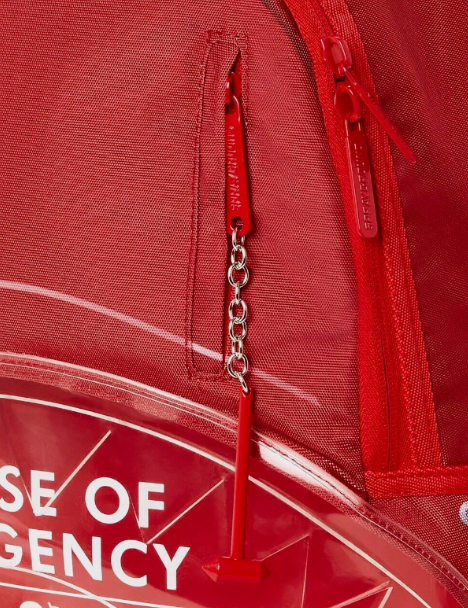 Sprayground Backpack In Case Of Emergency Break Shark Red Laptotp School Bag NEW