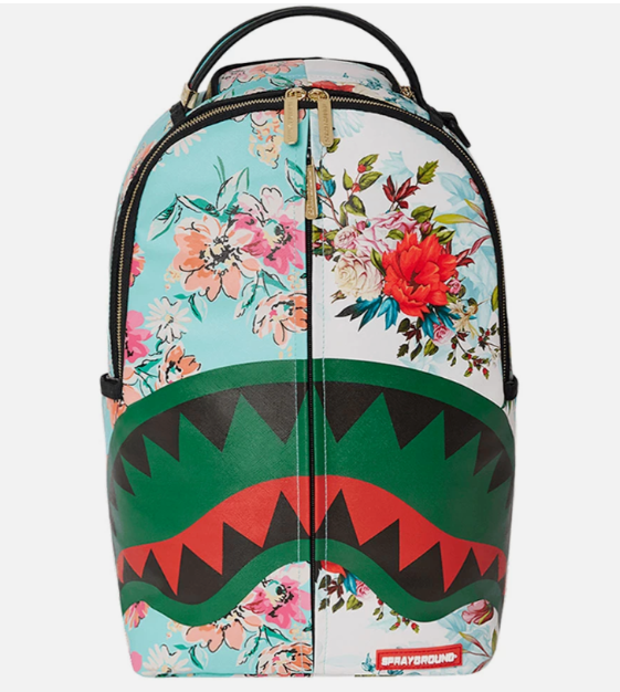 Sprayground Backpack Floral Split Colorful Laptotp Books School Bag Shark Mouth