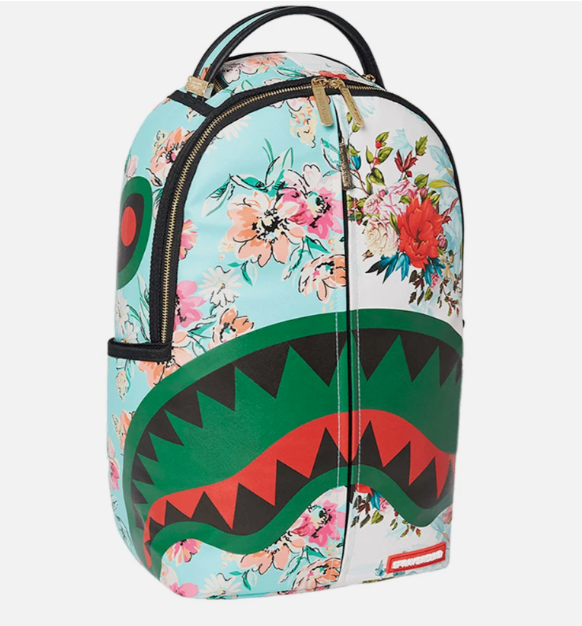Sprayground Backpack Floral Split Colorful Laptotp Books School Bag Shark Mouth