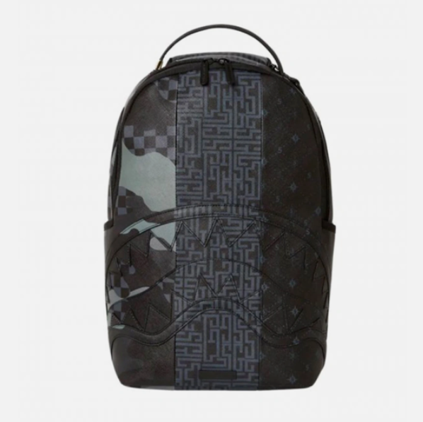Sprayground Camo Backpack Tri Split Black Laptop Bag Back To School Bag New
