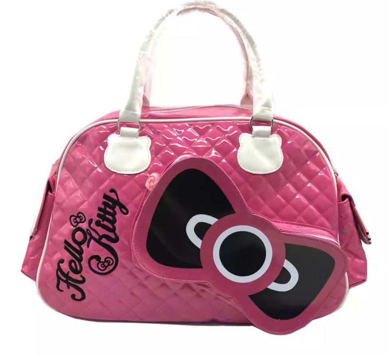 Hello Kitty PU Pink Black Messenger Traval Bag Fashion Style