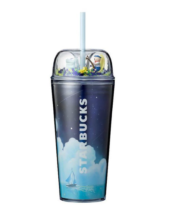 PRE ORDER Korea 2023 Summer Release Blue Plastic Dome Straw Cup 16oz Tumbler