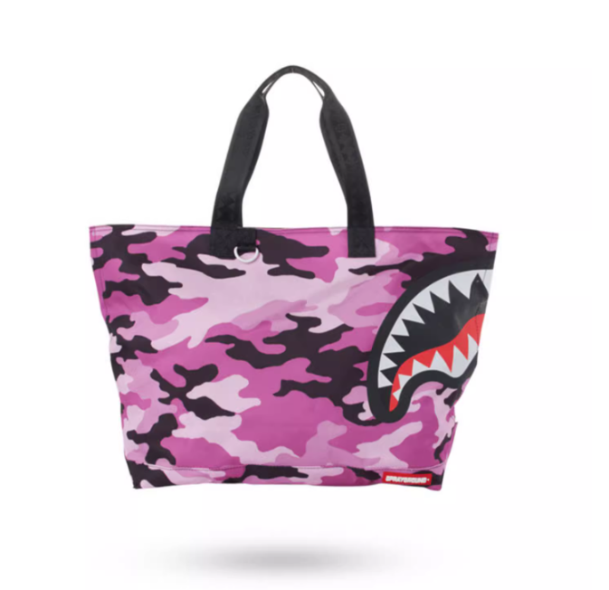 Sprayground Tote Bag Split Camo Beach Tote Bag Handbag Pink Purple Shoulder Bag