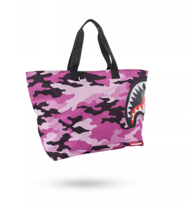 Sprayground Tote Bag Split Camo Beach Tote Bag Handbag Pink Purple Shoulder Bag