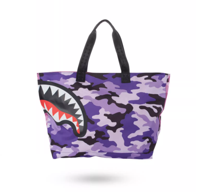 Sprayground Tote Bag Split Camo Beach Tote Bag Handbag Pink Purple Shoulder Bag