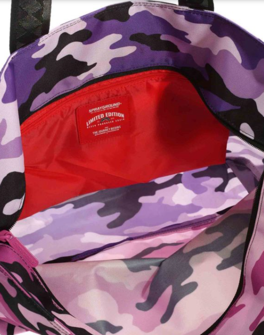 Sprayground Tote Bag Split Camo Beach Tote Bag Handbag Pink Purple Shoulder Bag