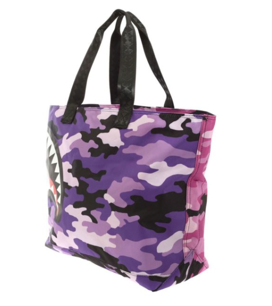 Sprayground Tote Bag Split Camo Beach Tote Bag Handbag Pink Purple Shoulder Bag