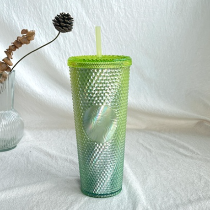 Starbucks China Natural Series Green Apple Studded 24oz Plastic Tumbler Straw Cup