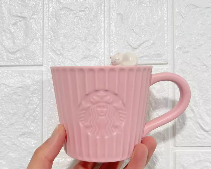 PRE ORDER Starbucks China 2024 Valentine's Day Pink Ceramic Cat Cup 10oz Mug