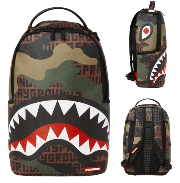 Sprayground Camo Backpack Infiniti Shark Laptop Bag Back To School Bag Schoolbag