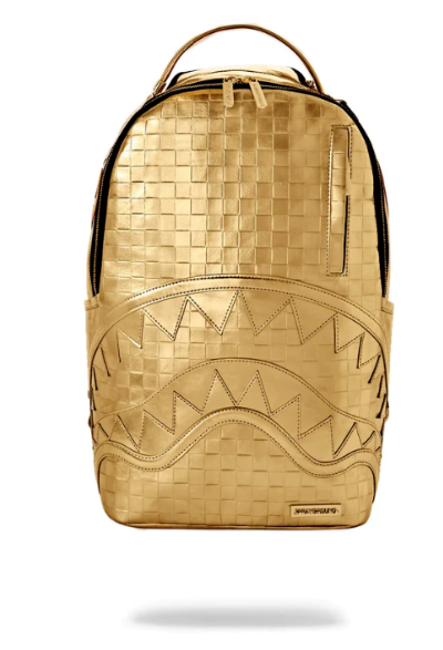 Sprayground Gold Sharks In Paris Backpack Gold Shark Laptop Books Bag