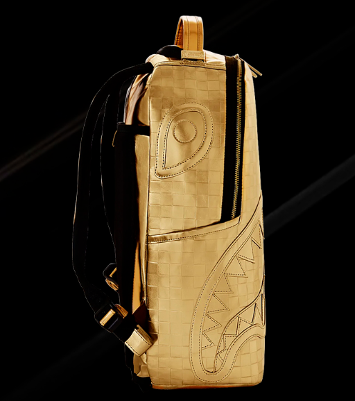 Sprayground Gold Sharks In Paris Backpack Gold Shark Laptop Books Bag