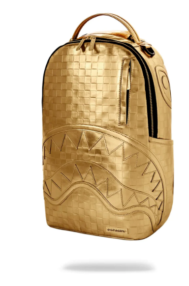 Sprayground Gold Sharks In Paris Backpack Gold Shark Laptop Books Bag