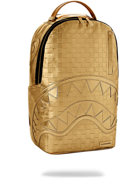 Sprayground Gold Sharks In Paris Backpack Gold Shark Laptop Books Bag