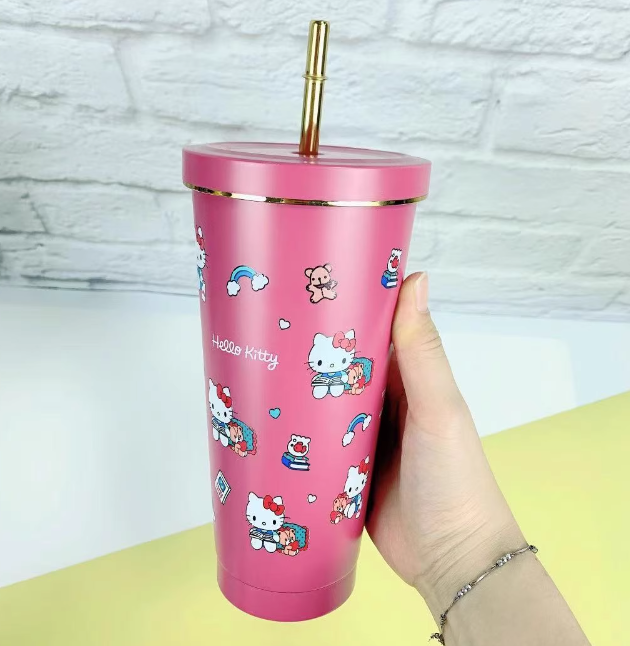 Sanrio Characters Straw Cup 25oz Cartoon Hello Kitty Kuromi Melodi Tumbler Straw Cup