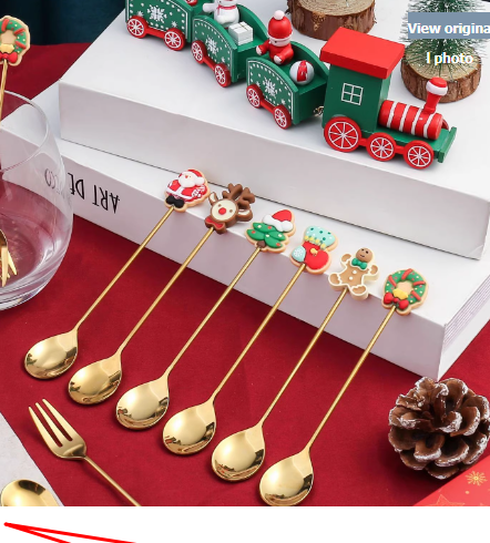 Christmas Gold Spoon Set Of 6 Spoons Xmas Element In A Gift Box
