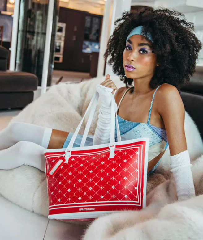 Sprayground Tote Bag Modus Operandi Bag Women Men Handbag Red White Shoulder Bag