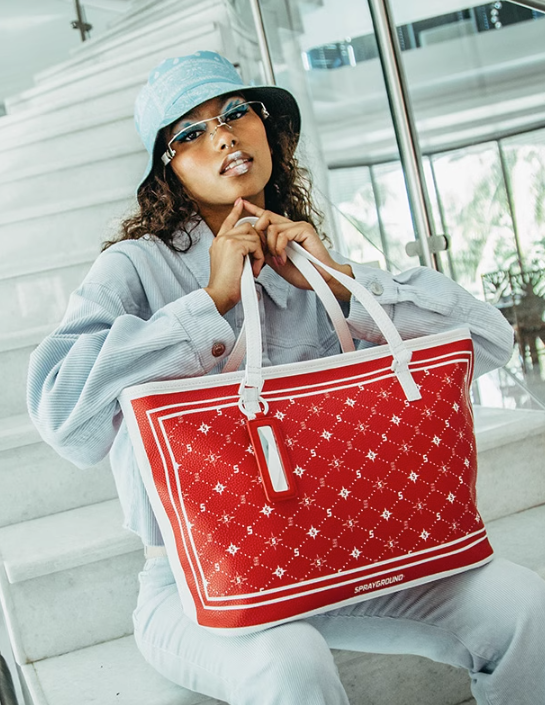 Sprayground Tote Bag Modus Operandi Bag Women Men Handbag Red White Shoulder Bag