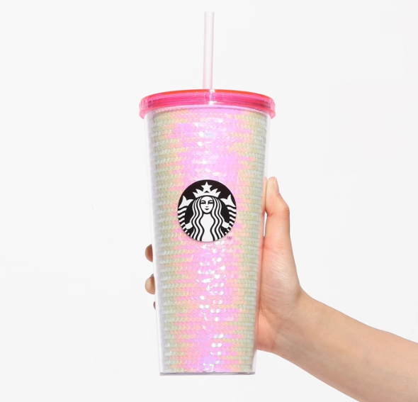 PRE ORDER Starbucks 2024 Japan Spring Sakura Sequin Cup 22oz Plastic Tumbler