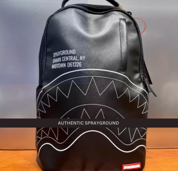 Sprayground Backpack Shark Central Black Solid Laptotp Books School Ba