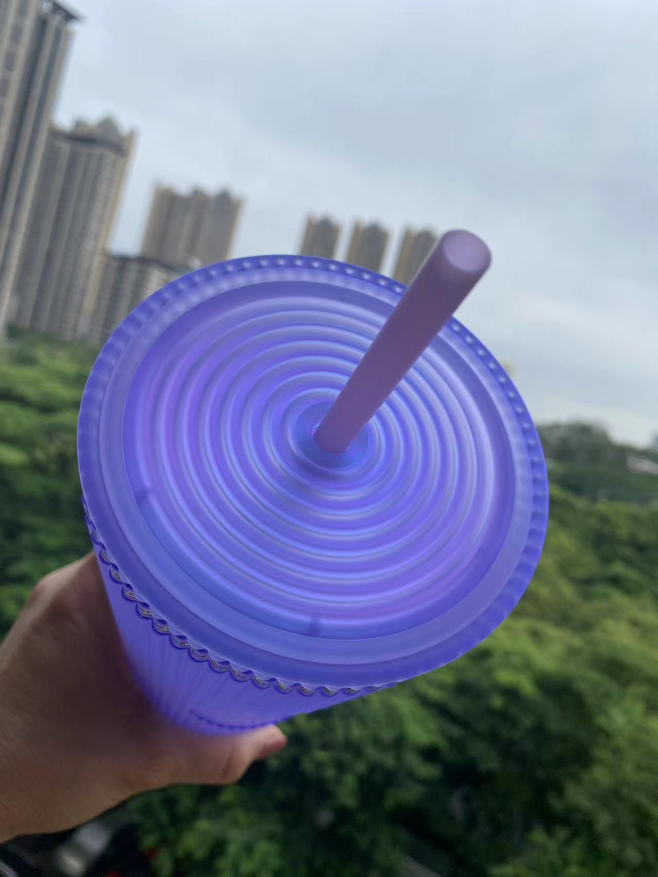 PRE ORDER Taiwan Halloween 2023 Starbucks Purple Stripes Soft Touch 24oz Straw Cup Tumbler