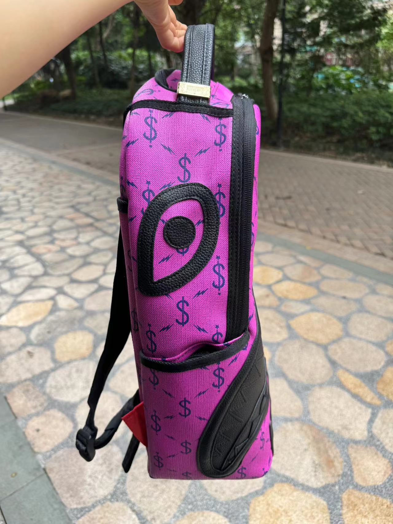 Sprayground Backpack $NAPDRAGON Dollar Money Shark Laptop Purple School Bag NEW