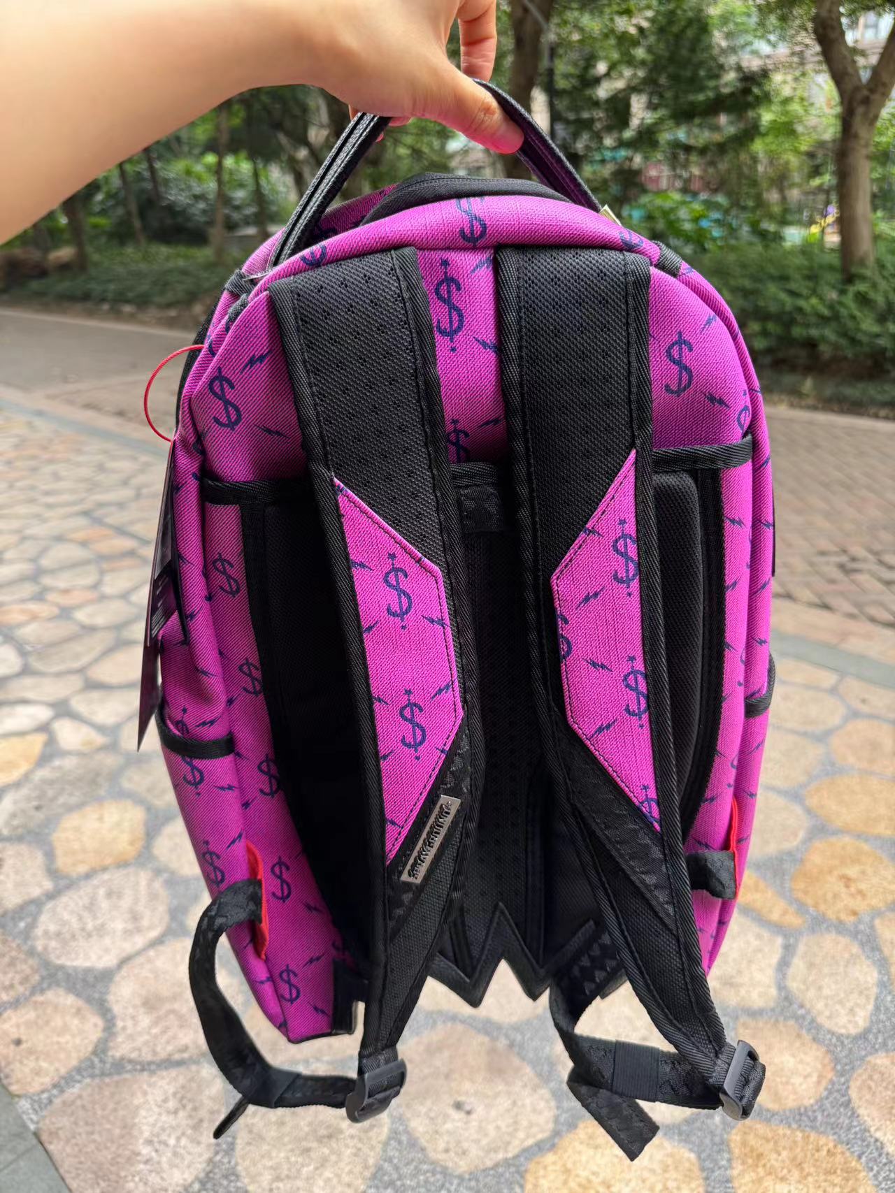 Sprayground Backpack $NAPDRAGON Dollar Money Shark Laptop Purple School Bag NEW