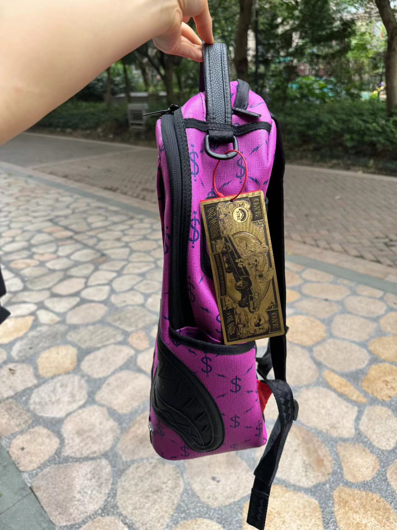 Sprayground Backpack $NAPDRAGON Dollar Money Shark Laptop Purple School Bag NEW