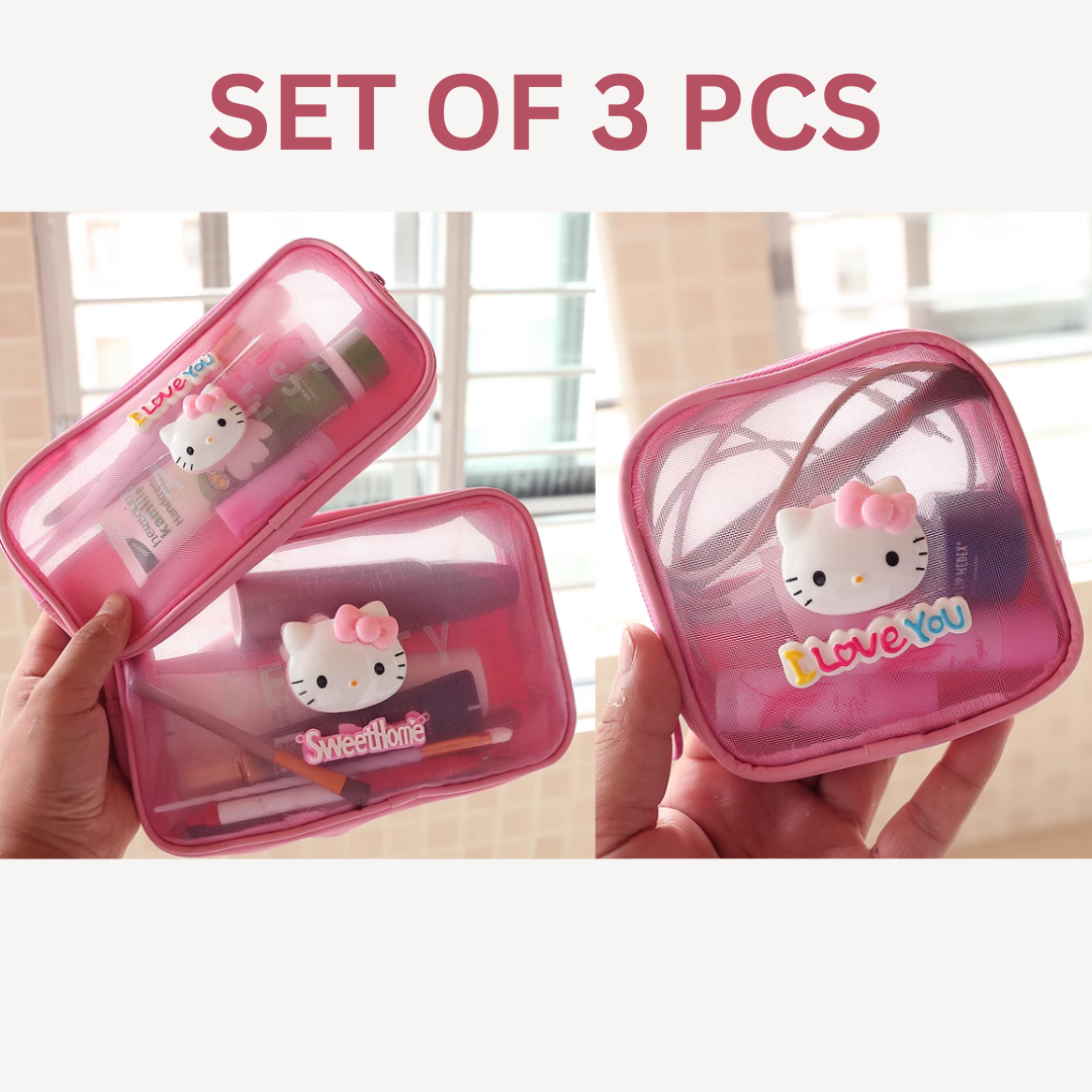 Hello Kitty Cosmetic Bags Set Of 3 Pcs Storage Bags