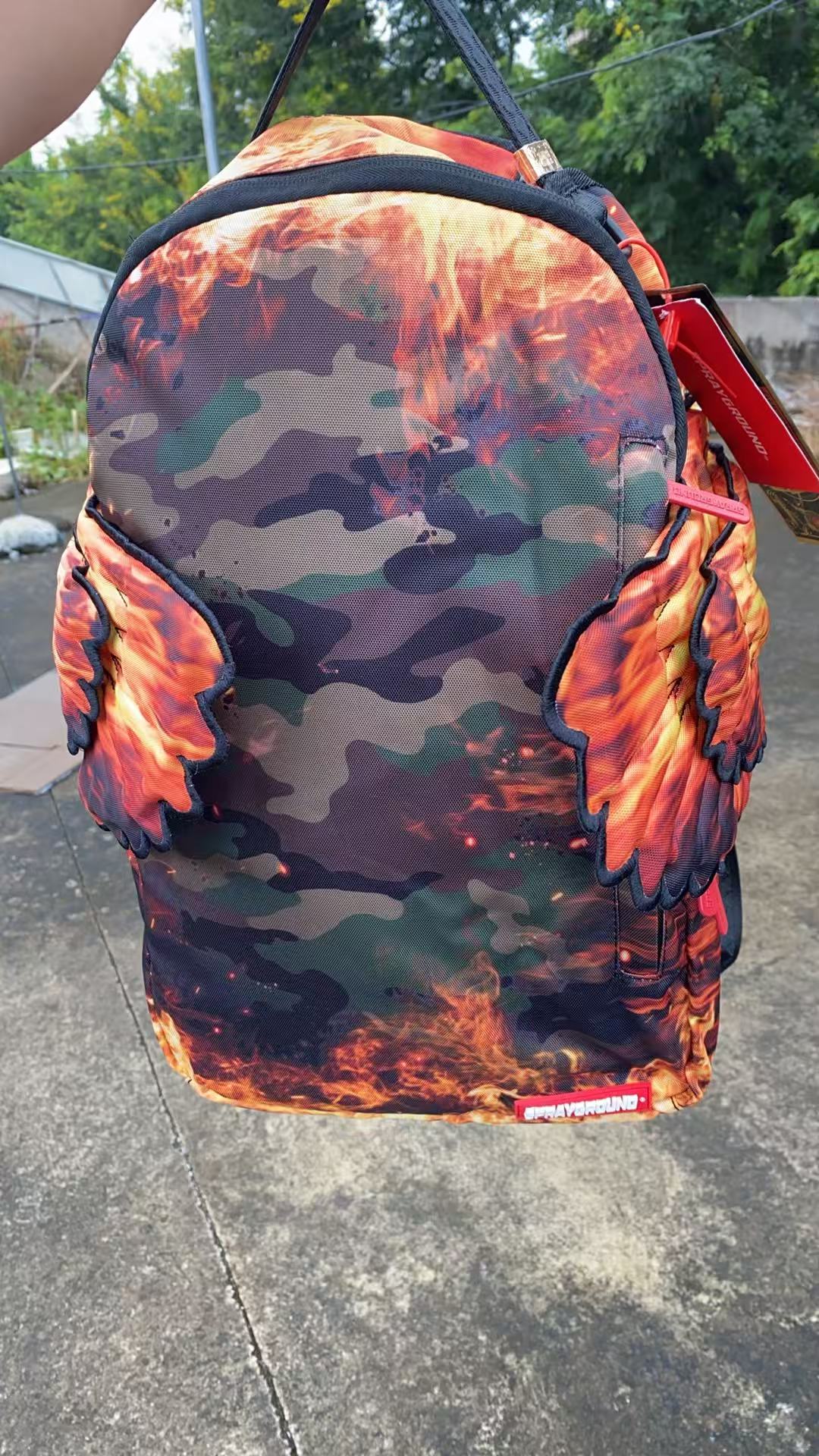 Sprayground Pyro Camo Backpack With wings Front