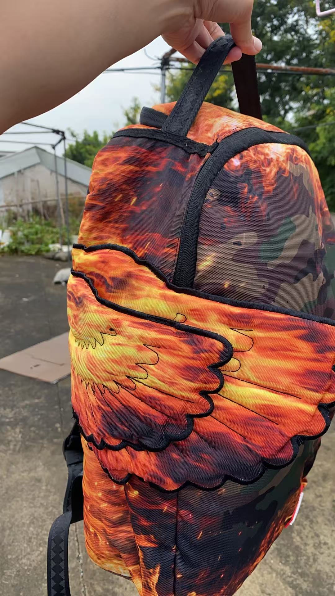 Sprayground Pyro Camo Backpack With Wings Right