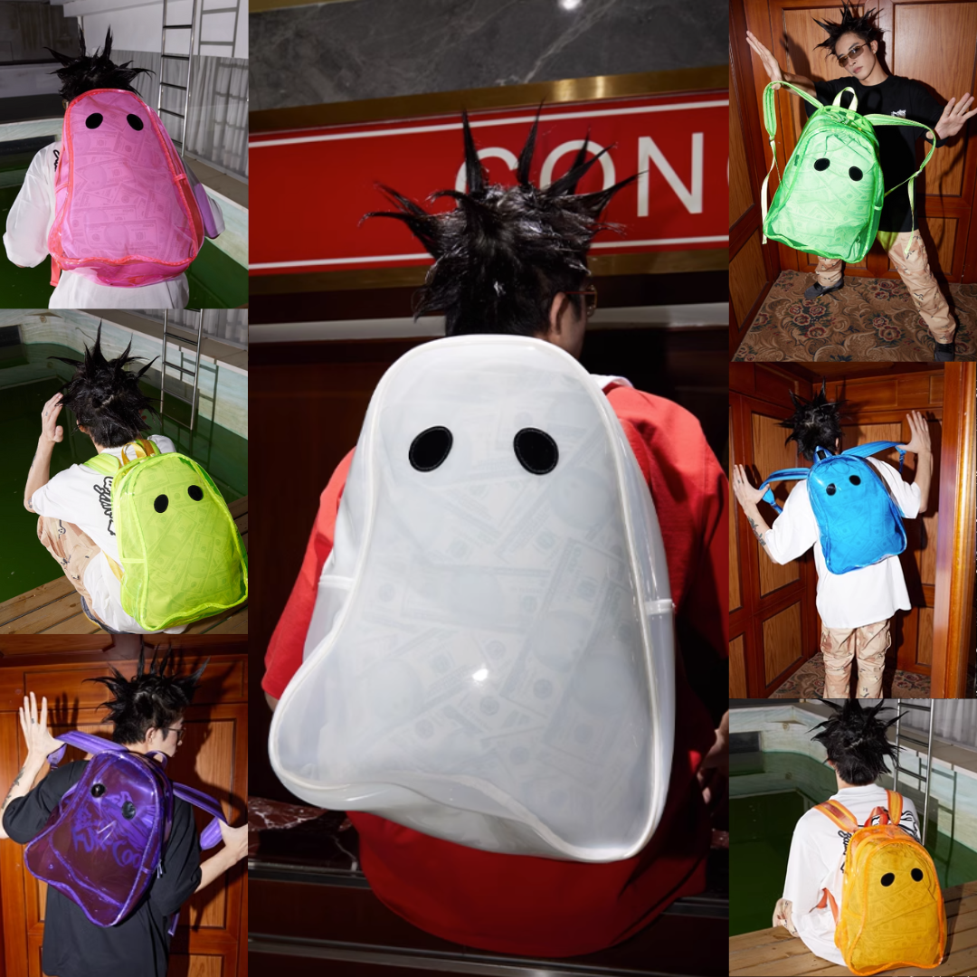 Halloween Ghost Backpack Neon Transparent Clear Colors Money Print Cool Bag