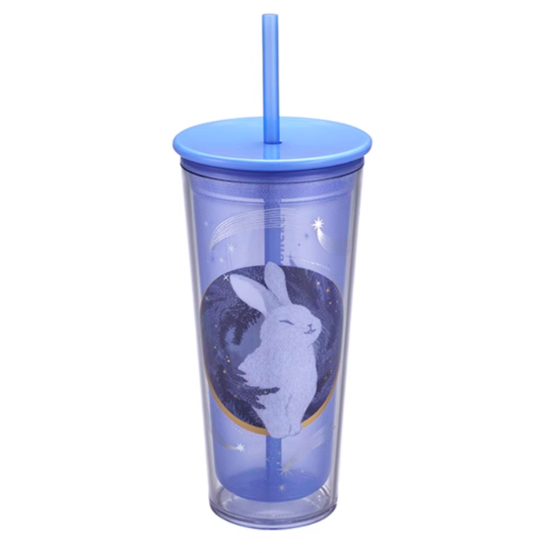 PRE ORDER Taiwan 2023 Starbucks Jade Rabbit Blue Moon 16oz Straw Cup Plastic Tumbler