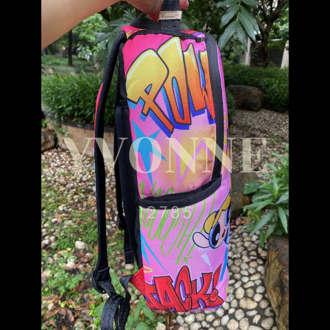 Sprayground x The Powerpuff Girls Backpack On The Run Pink Bag BRAND NEW NWT