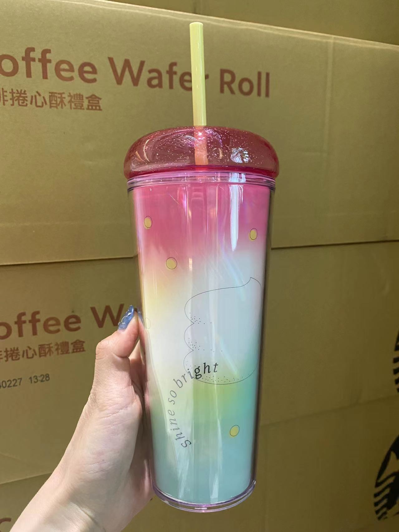 PRE ORDER Taiwan Summer Shine Bright 16oz Dome Straw Cup Plastic Tumbler