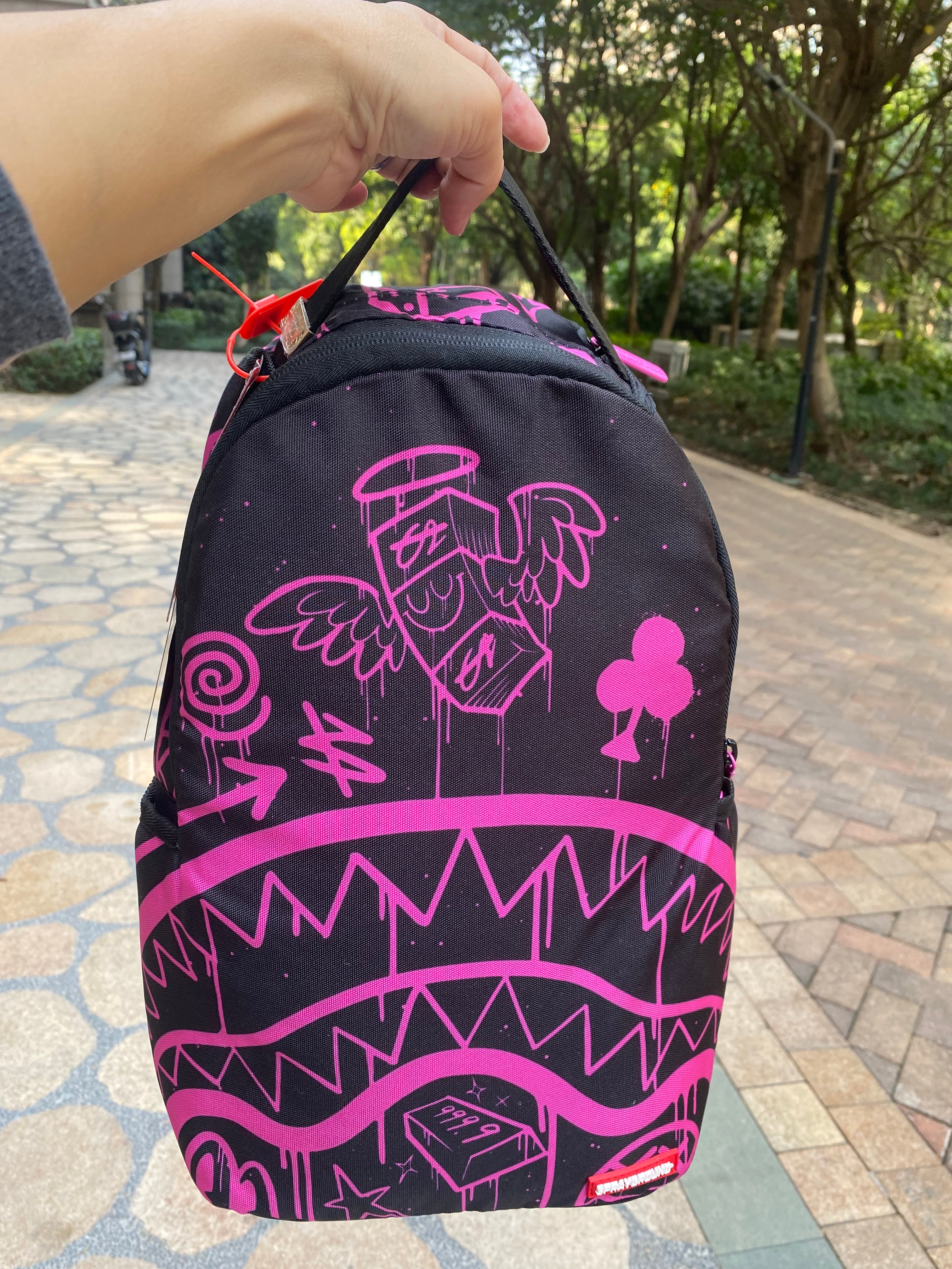 Sprayground Mini Backpack MARKER DRIP Bag Books Back To School Bag Black Pink