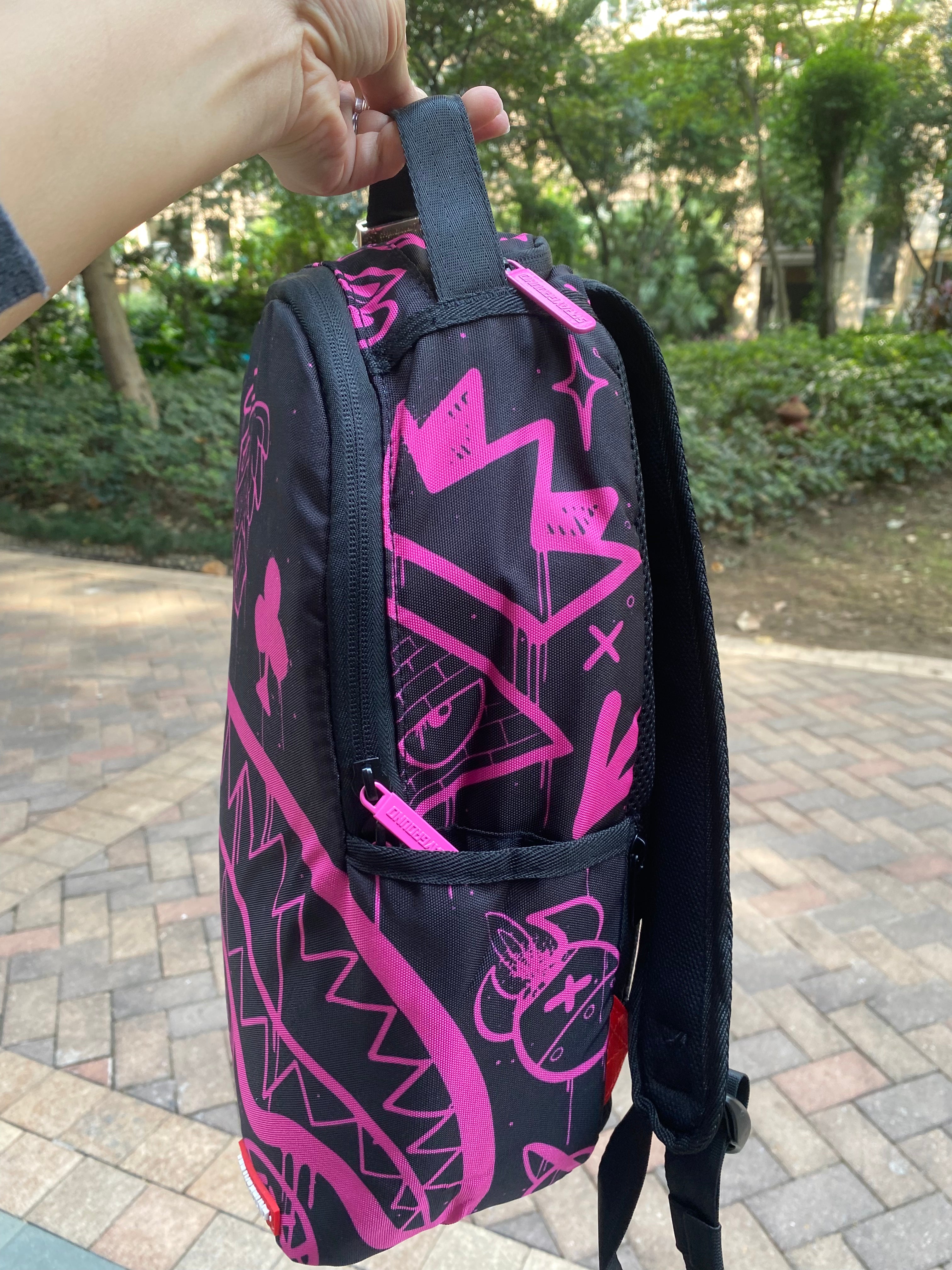 Sprayground Mini Backpack MARKER DRIP Bag Books Back To School Bag Black Pink