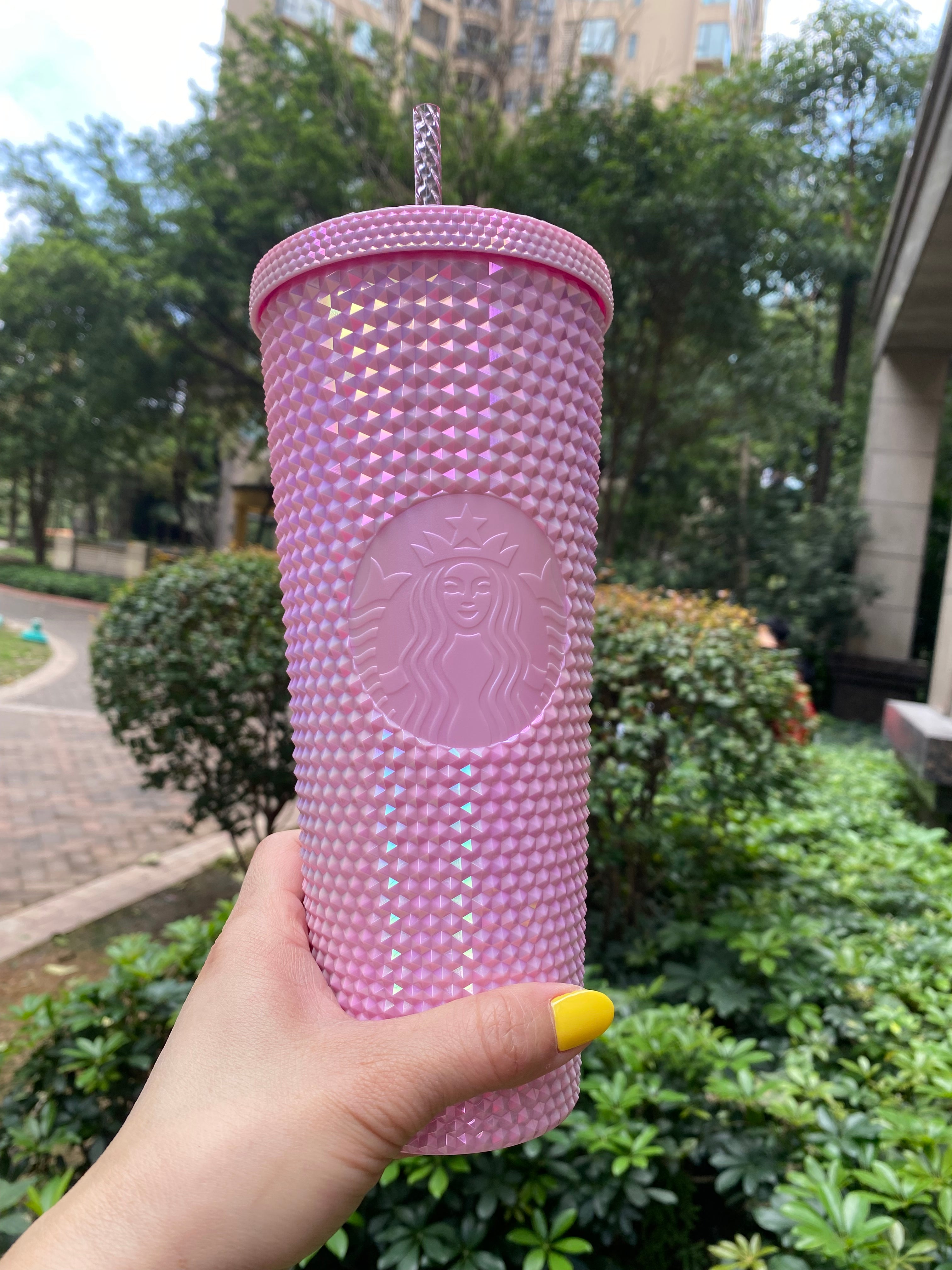 PRE ORDER Starbucks Taiwan Release Bling Mirror Pink Studded 24oz Straw Cup Tumbler