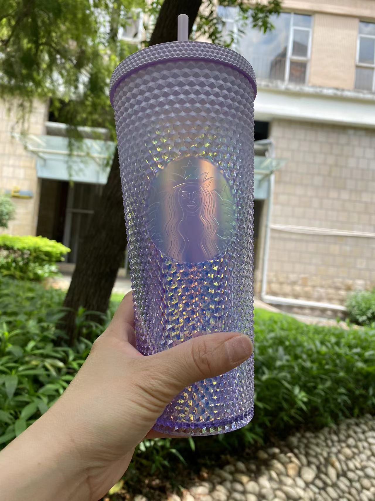 Starbucks taiwan Iridescent purple straw studded cup 24oz