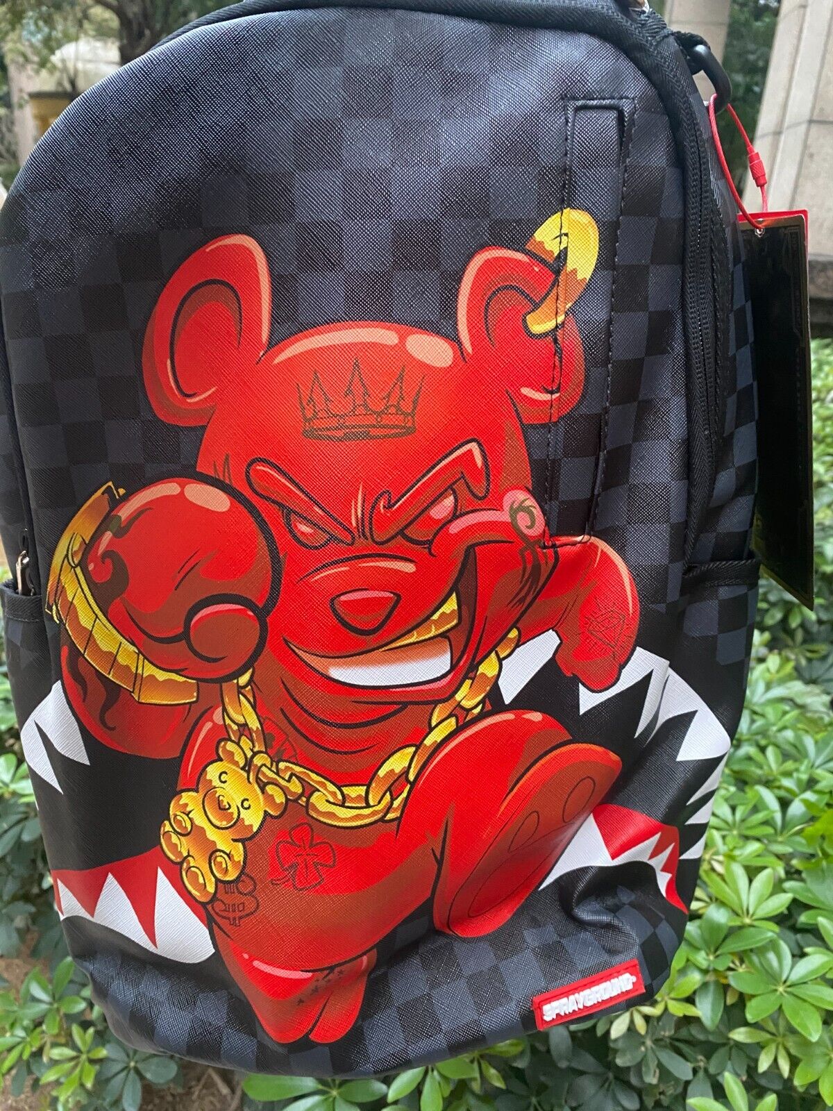 Sprayground Backpack CHASE BANK: DIABLO BACK Teddy Bear Checkered School Bag NEW